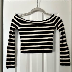 Top Shop Striped Long Sleeve Crop Top